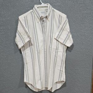 Thom Browne Cream and Gray Striped Button Down Shirt